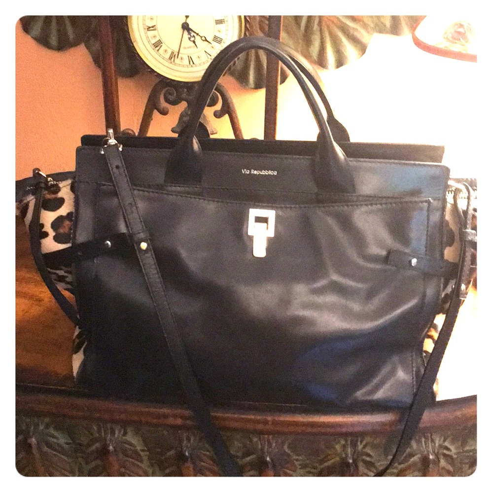 Purse-Black leather with leopard sides